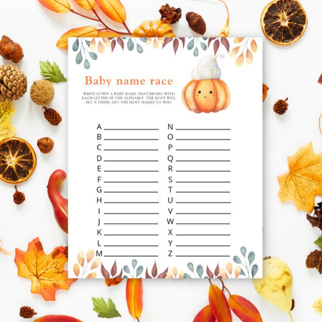 Papier Automne Joli Citrouille - Jeu de course de prénoms (Créateur téléchargé)