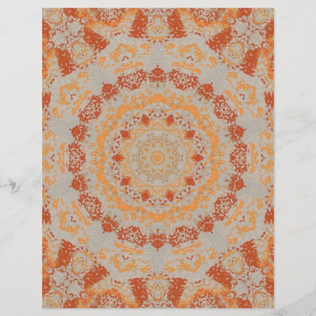 Papier Automne Orange Grey Kaleidoscope Motif (Devant)