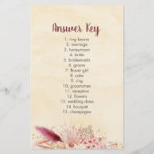 Papier Automne Pampas Grass Boho Bride Mot Scramble Jeu (Dos)