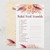 Papier Automne Pampas Grass Boho Bride Mot Scramble Jeu (Devant / Derrière)