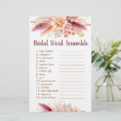 Papier Automne Pampas Grass Boho Bride Mot Scramble Jeu (Debout devant)