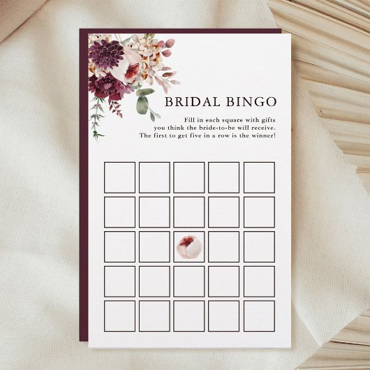 Papier Automne Romance Floral Bride Jeu de Bingo