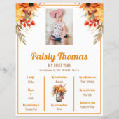 Papier Automne Tournesol 1er Anniversaire Poster de jalon (Devant)