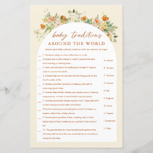 Papier Autour du monde Printemps Floral Baby shower Jeu