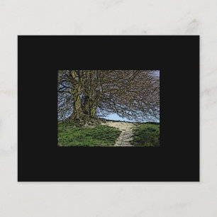 Papier Avebury, Wiltshire, Angleterre. Arbre et chemin.