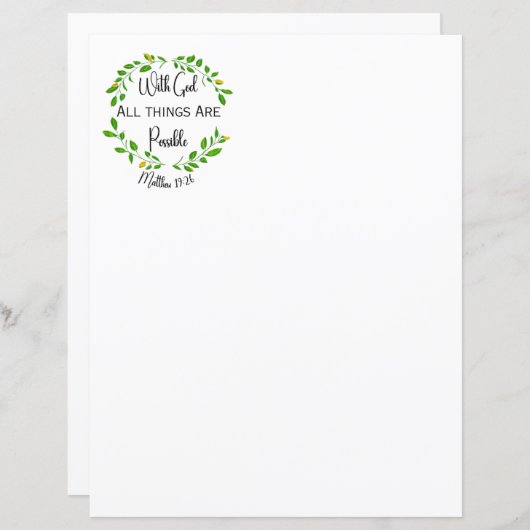 Papier Avec Dieu, tout est possible (Devant / Derrière)