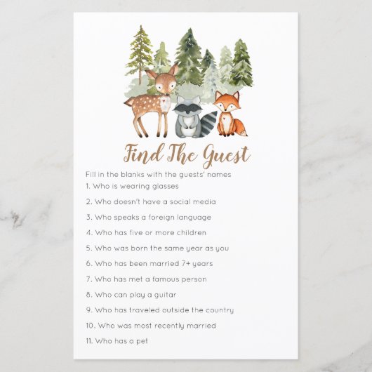 Papier Aventure animale de cerfs Woodland Trouvez le jeu  (Devant)