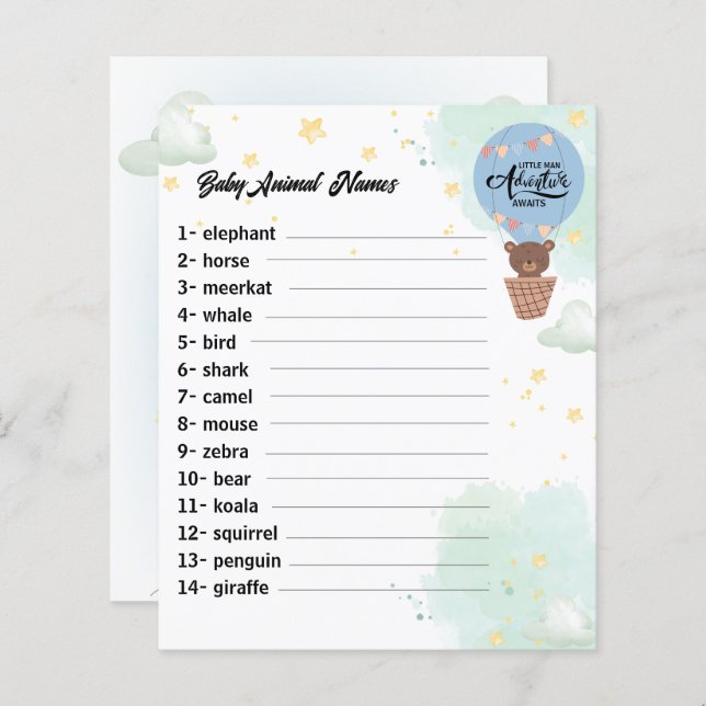 Papier aventure attend Bear fun douche bébé animal jeu (Devant / Derrière)