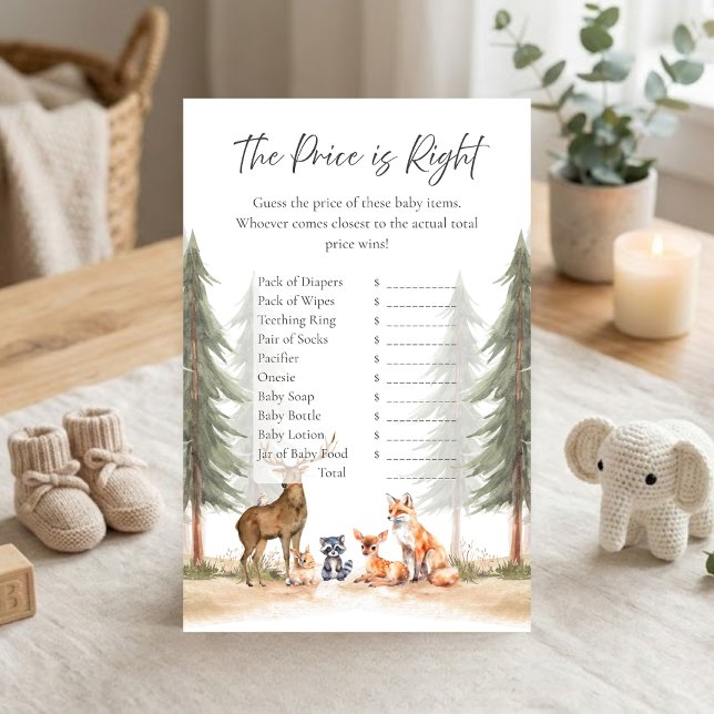 Papier Aventure Commence Fête de Bébé sous la Forêt Devin (Let the Adventure Begin Woodland Animals Baby Shower The Price is Right Game)