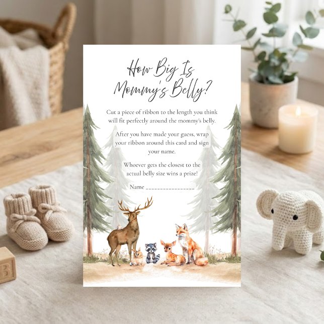 Papier Aventure Commence Lavage Forestier Quelle Est La T (Let the Adventure Begin Woodland Animals Baby Shower How Big is Mommy's Belly Game)