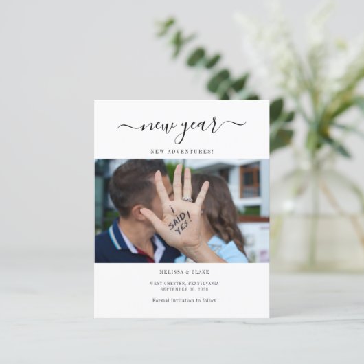 Papier Aventures du Nouvel An Enregistrer la date Annonce (Debout devant)