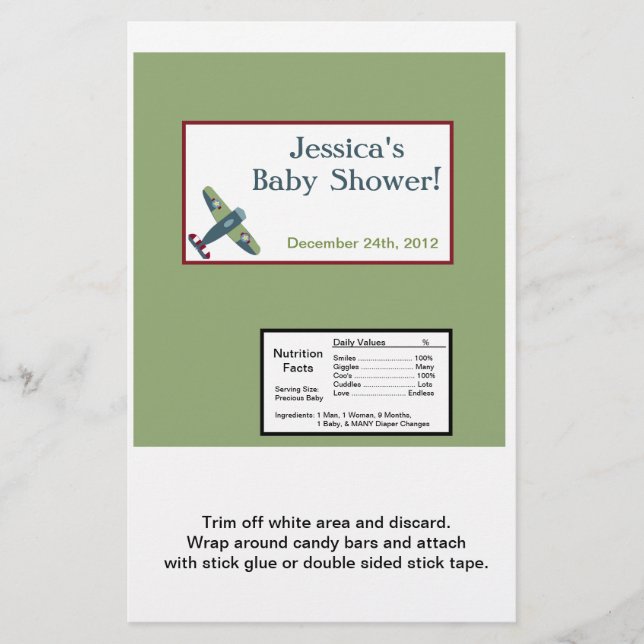 Papier Avion vintage Grand Wrapper Barre à Bonbons (Devant)