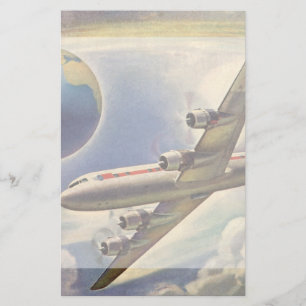 Papier Avion vintage volant autour du monde dans les nuag