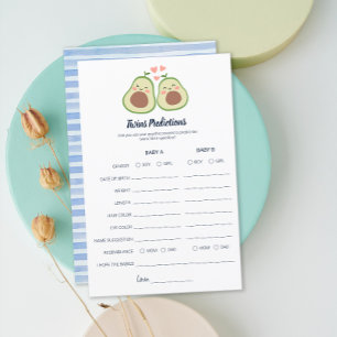 Papier Avocado Genre Neutre Baby shower jumeaux Prédictio