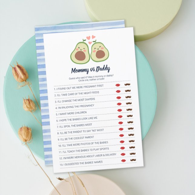 Papier Avocado Genre Neutre Baby shower Partie (Avocado Gender Neutral Baby Shower Party Game)