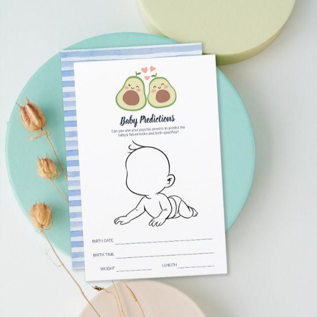 Papier Avocado Genre Neutre Baby shower Prédiction bébé (Avocado Gender Neutral Baby Shower Baby Prediction)