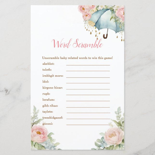 Papier Avril Coussin Parapluie Word Jeux (Devant)