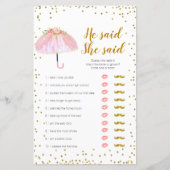 Papier Avril Douche Il a dit Elle a dit Game Card (Devant)