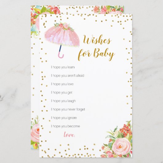 Papier Avril Douches Apportent mai Fleurs Voeux pour bébé (Devant / Derrière)