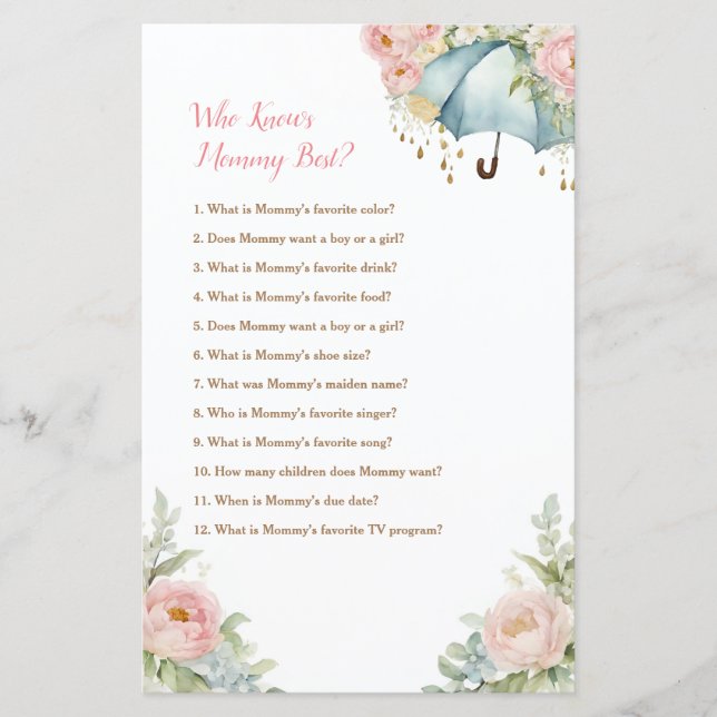 Papier Avril Parapluie De Douche Qui Connaît Maman Meille (Devant)