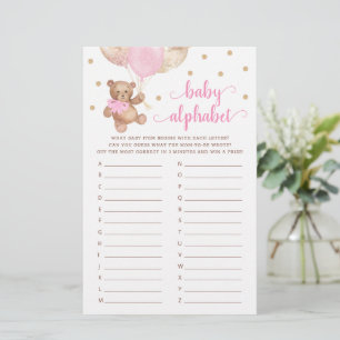 Papier Baby Alphabet ABC Jeu Baby shower Teddy Bear
