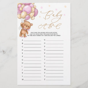Papier Baby Alphabet ABC Jeu Teddy Bear Baby shower