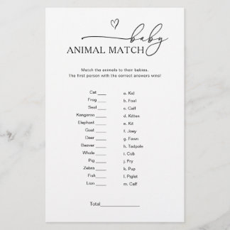 Papier Baby Animal Match Game