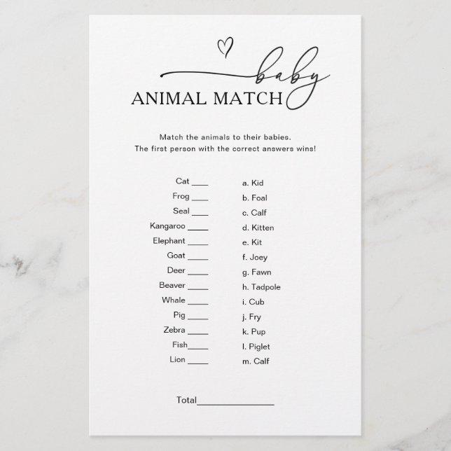 Papier Baby Animal Match Game (Devant)