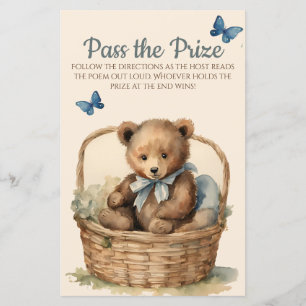 Papier Baby Bear Boy Baby shower Passez le jeu du prix