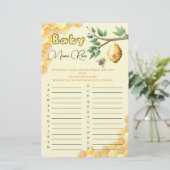 Papier Baby Bee Baby shower Baby Name Race Jeu (Debout devant)