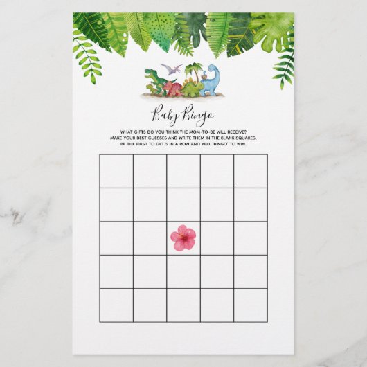 Papier Baby Bingo Dinosaur Baby shower Jeu (Devant)