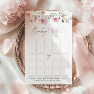 Papier Baby Bingo Fleur sauvage Bow baby shower