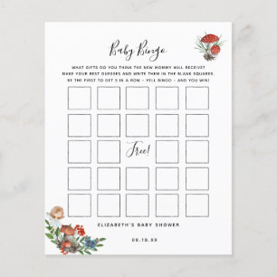Papier Baby Bingo Jeu de Baby Shower Fée Enchantée