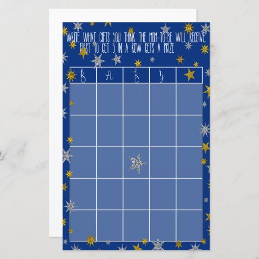 Papier Baby Bingo Little Star Baby shower (Devant / Derrière)