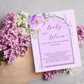Papier Baby Bloom violet papillon Baby shower invitation