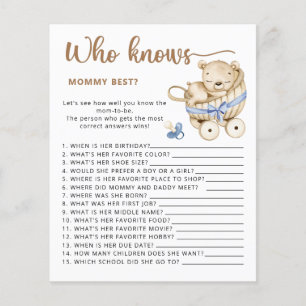 Papier Baby Boy baby shower devinez combien de nounours