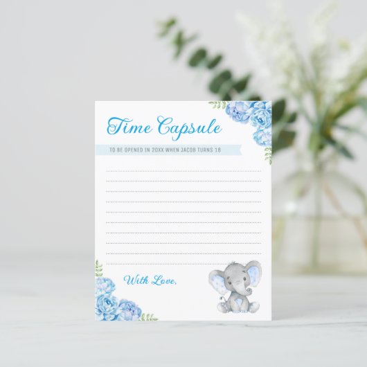 Papier Baby Boy Elephant 1er Anniversaire Heure Capsule C (Debout devant)