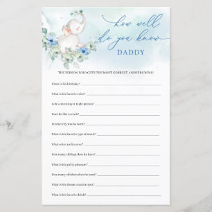 Papier Baby Boy Elephant Comment Bien Connaissez-Vous Pap