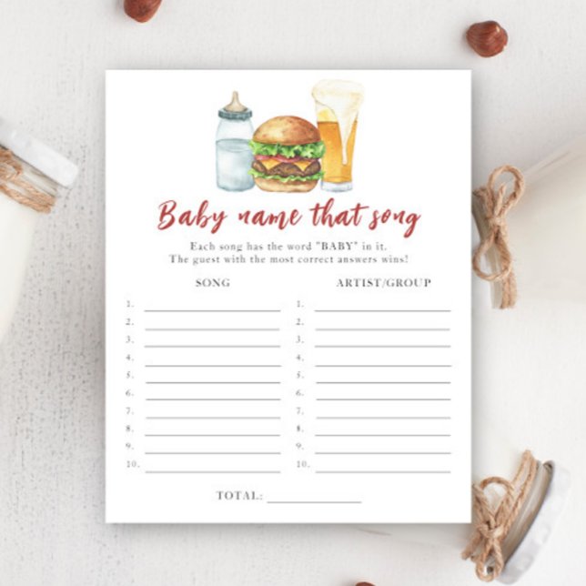 Papier Baby brasse de la bière - Nom ce jeu de chanson (Créateur téléchargé)