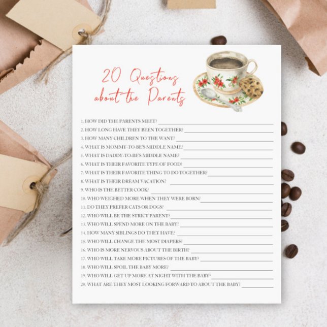 Papier Baby brasse du café - 20 questions sur le parent (Créateur téléchargé)