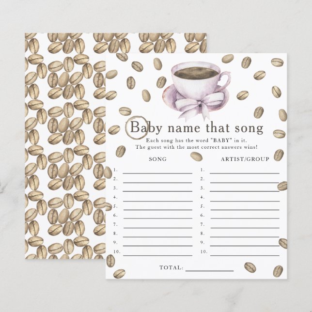Papier Baby brasse du café - Nom ce jeu de chanson (Devant / Derrière)