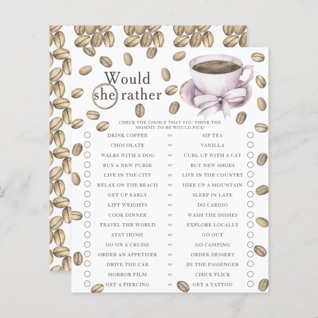 Papier Baby brasse du café Voudrait-elle plutôt (Devant / Derrière)