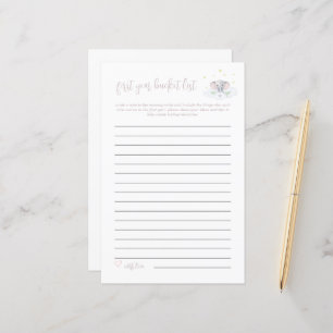 Papier Baby Bucket List Jeu Elephant Baby shower rose