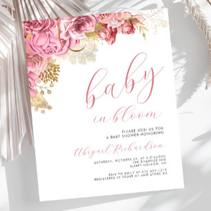 Papier Baby budget Fleur rose Filles Baby Shower