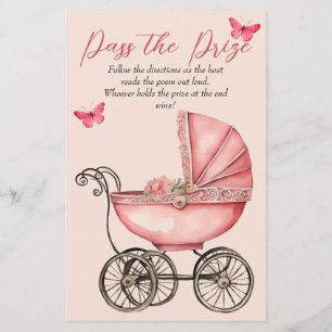 Papier Baby Carriage Girl Baby shower Passez le jeu du pr