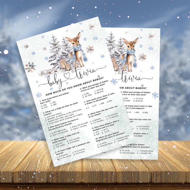 Papier Baby Deer Baby Trivia Baby shower Game Card (Créateur téléchargé)
