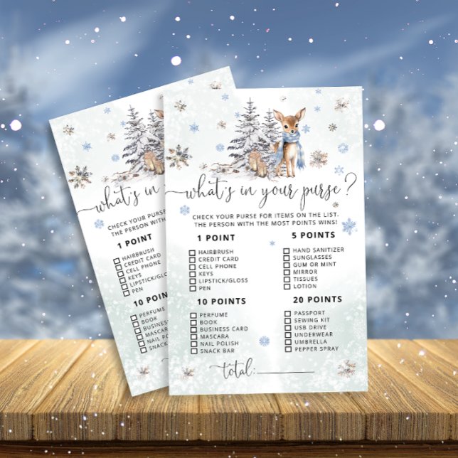 Papier Baby Deer Whats in Your Purse Baby shower Jeu (Créateur téléchargé)