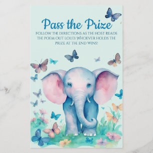 Papier Baby Elephant Baby shower bleu Passez le jeu du pr