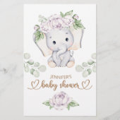 Papier Baby Elephant Baby shower Nom de la course Jeu (Dos)