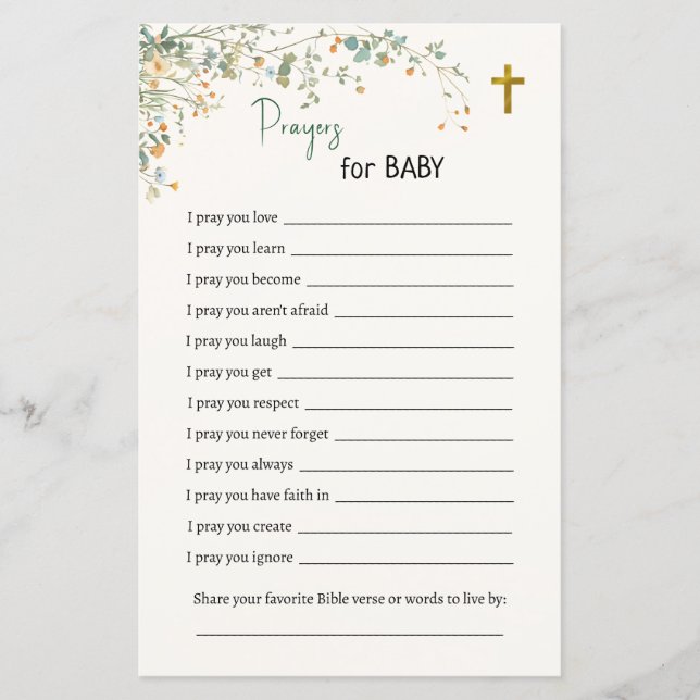 Papier Baby Elephant & Butterflies Prières pour Baby Game (Devant)